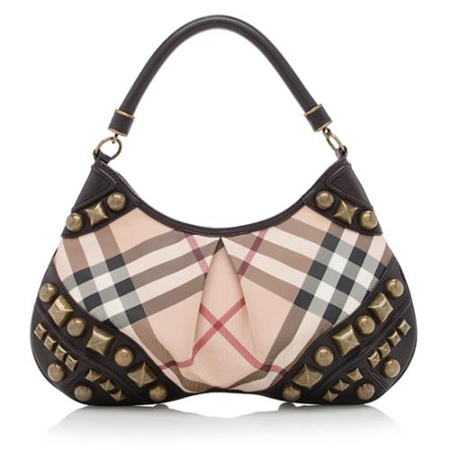 Burberry Nova Check Studded Alverton Hobo