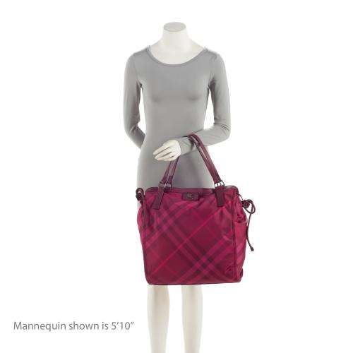 Burberry Nylon Check Buckleigh Packable Small Tote