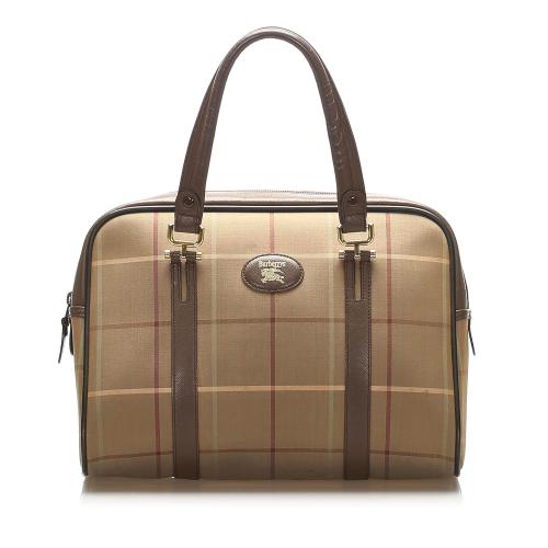 Burberry Plaid Canvas Handbag