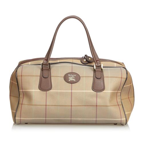 Burberry Plaid Canvas Travel Bag