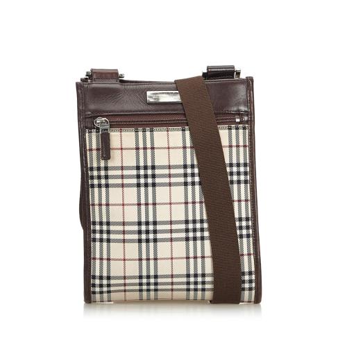 Burberry Plaid Coated Canvas Crossbody Bag