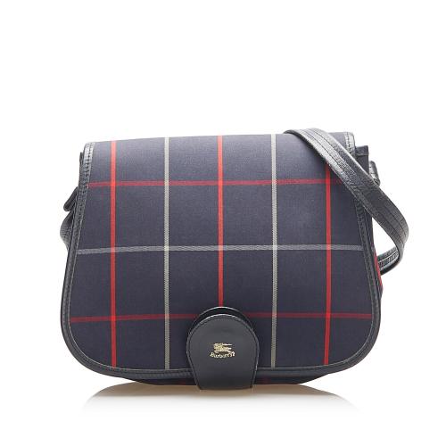 Burberry Plaid Coated Canvas Crossbody Bag