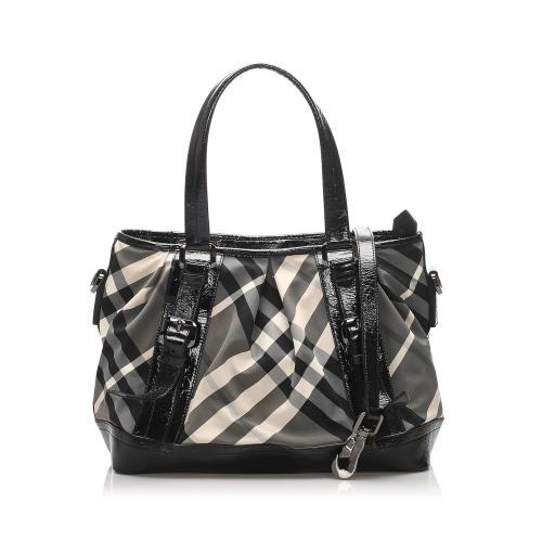 Burberry Plaid Nylon Satchel