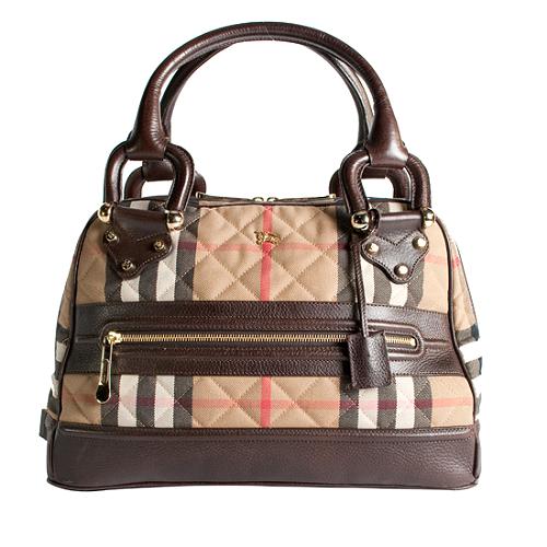 Burberry Quilted House Check Mini Manor Satchel Handbag