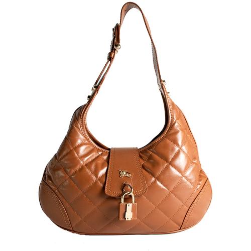 Burberry Quilted Leather Hobo Handbag