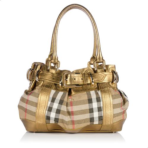 Burberry house check hobo shops large