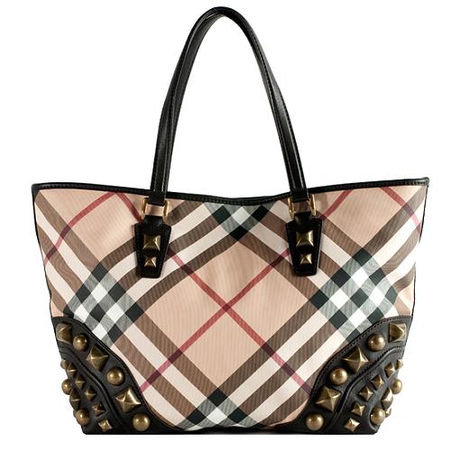 Burberry Studded Check Tote 