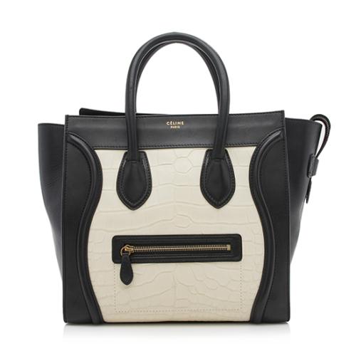 Celine Croc Embossed Mini Luggage Tote