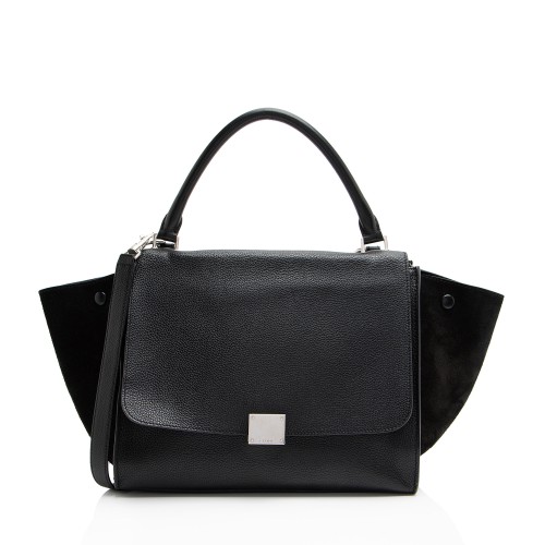 Celine Drummed Calfskin Suede Medium Trapeze Bag