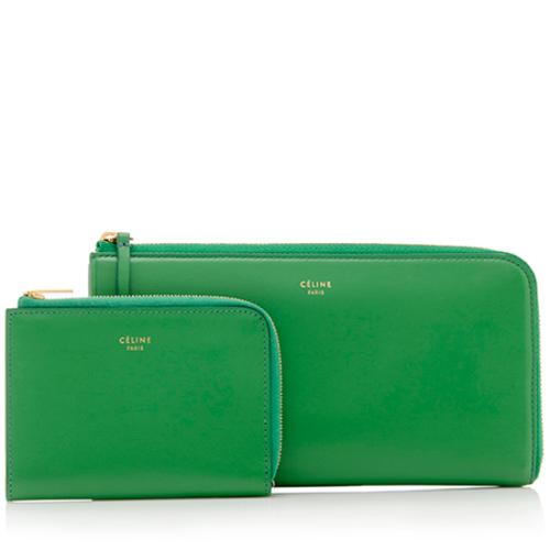 Celine Lambskin Half Zip Continental Wallet