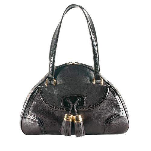 Celine Leather Dome Satchel Handbag