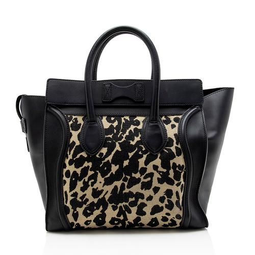 Celine Leopard Canvas Mini Luggage Tote