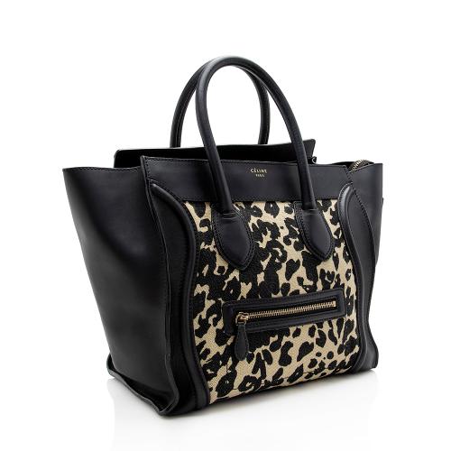 Celine Leopard Canvas Mini Luggage Tote