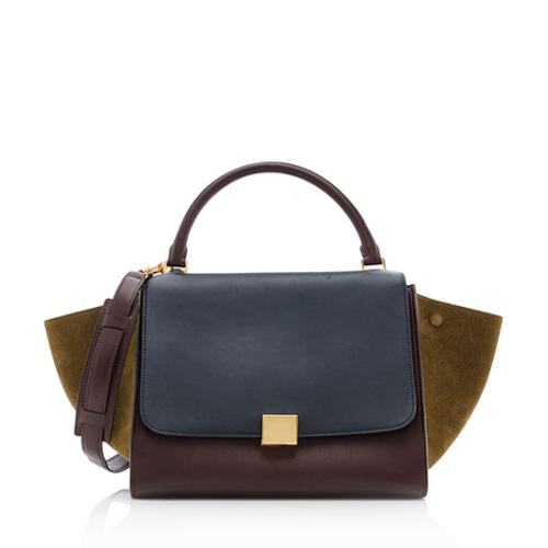 Celine Tricolor Medium Trapeze Satchel