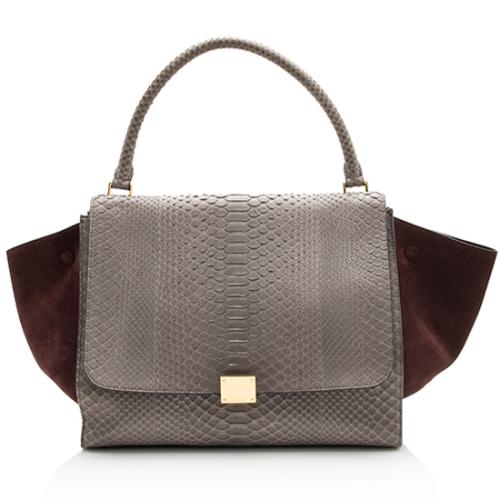 Celine Python Suede Large Trapeze Bag 