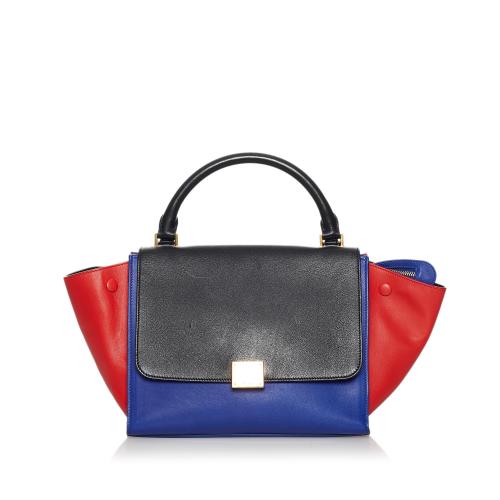 Celine Trapeze Tricolor Leather Satchel