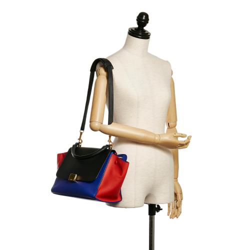 Celine Trapeze Tricolor Leather Satchel