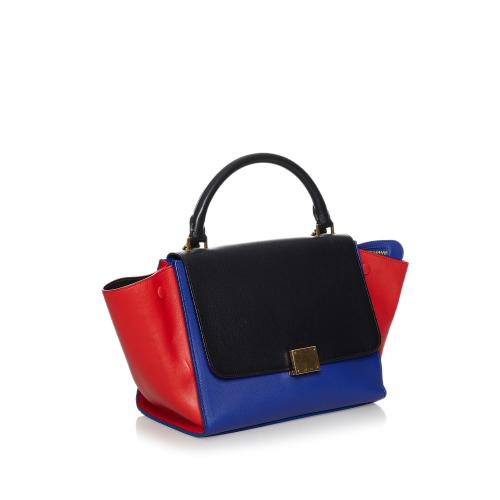 Celine Trapeze Tricolor Leather Satchel