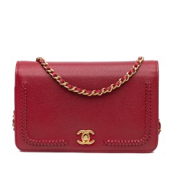 Chanel CC Caviar Braided Trim Wallet On Chain