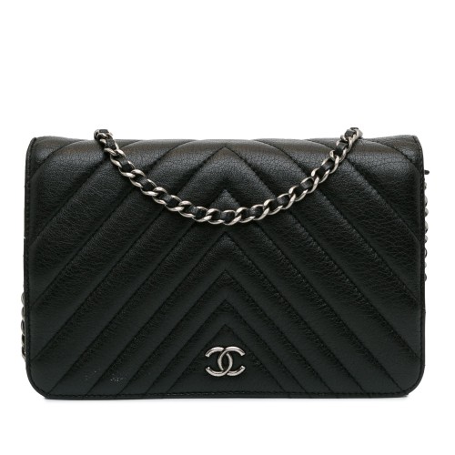 Chanel CC Chevron Calfskin Wallet On Chain