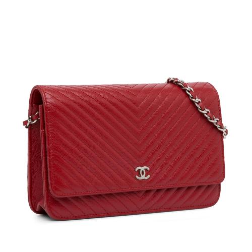 Chanel CC Chevron Caviar Wallet On Chain