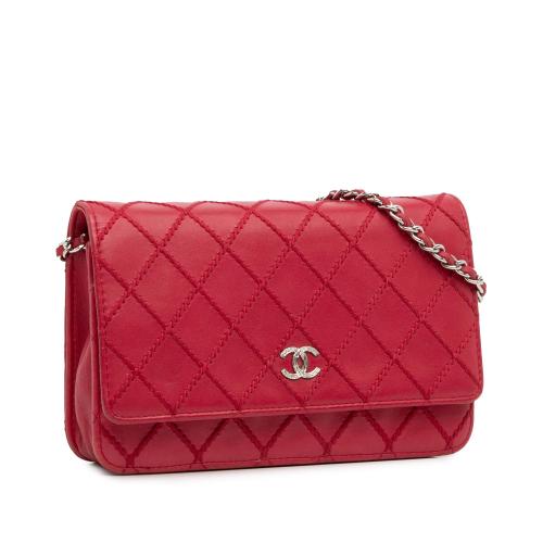 Chanel CC Lambskin Wild Stitch Wallet on Chain