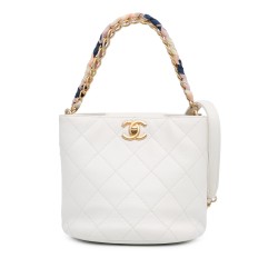 Chanel CC Quilted Caviar Chain Scarf Handle Bucket Bag