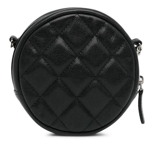 Chanel CC Quilted Caviar Round Clutch With Chain