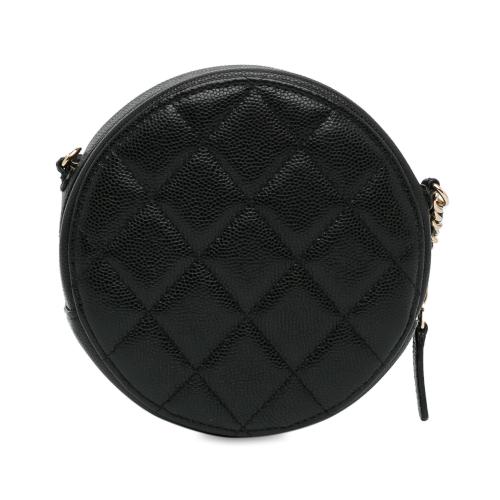 Chanel CC Quilted Caviar Round Clutch With Chain