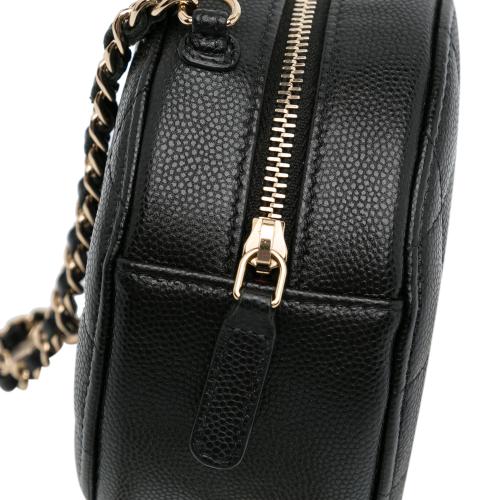 Chanel CC Quilted Caviar Round Clutch With Chain