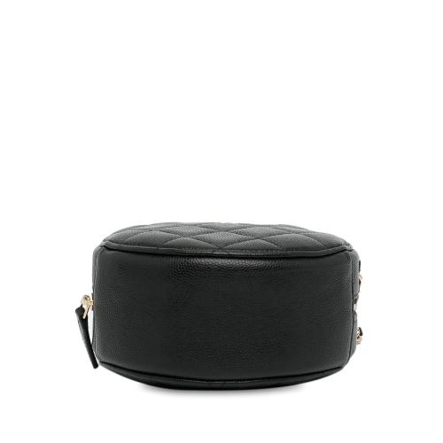 Chanel CC Quilted Caviar Round Clutch With Chain