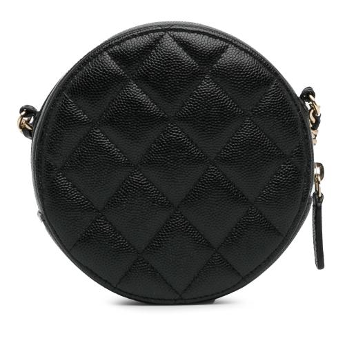 Chanel CC Quilted Caviar Round Clutch With Chain