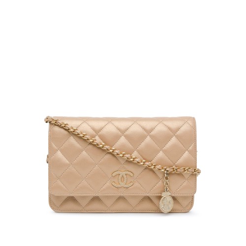 Chanel CC Quilted Lambskin Coin Charm Wallet on Chain