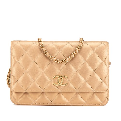 Chanel CC Quilted Lambskin Coin Charm Wallet on Chain