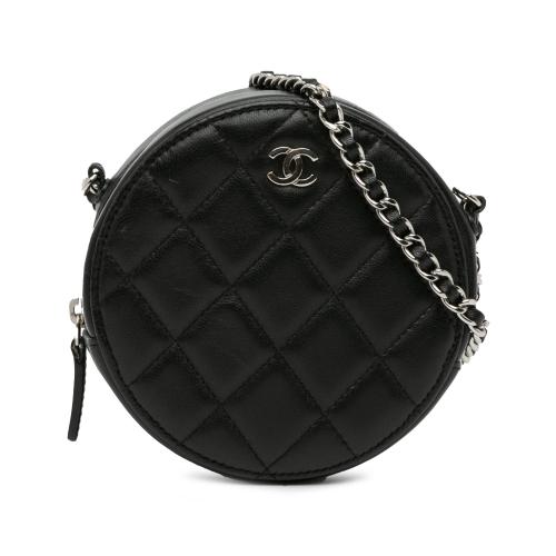 Chanel CC Quilted Lambskin Round Clutch with Chain