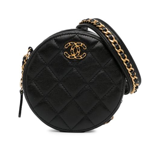 Chanel CC Quilted Lambskin Round Crossbody