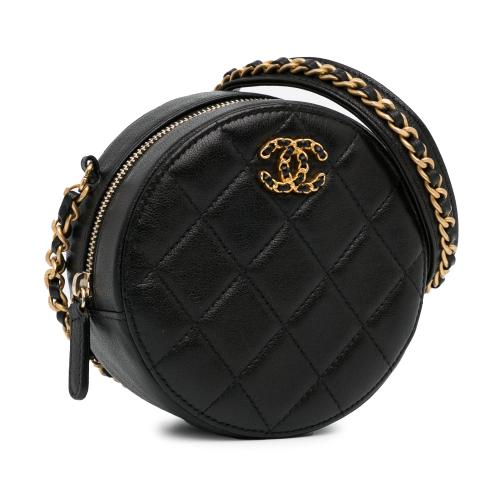 Chanel CC Quilted Lambskin Round Crossbody