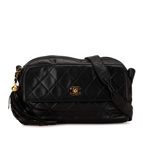 Chanel CC Quilted Lambskin Tassel Crossbody