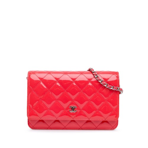 Chanel CC Quilted Patent Wallet on Chain