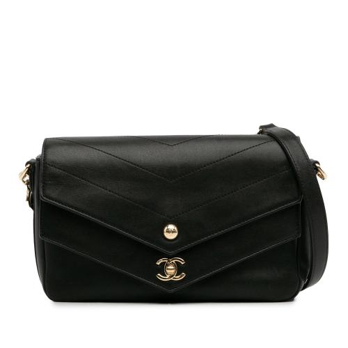 Chanel Calfskin Elaphe Double Chevron Flap