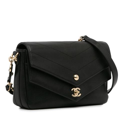 Chanel Calfskin Elaphe Double Chevron Flap