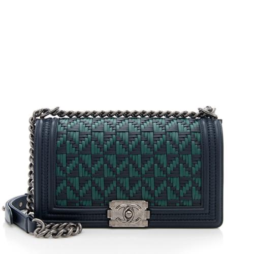 Chanel Woven Calfskin Medium Boy Bag