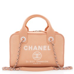 Chanel Canvas Deauville Bowler Small Satchel