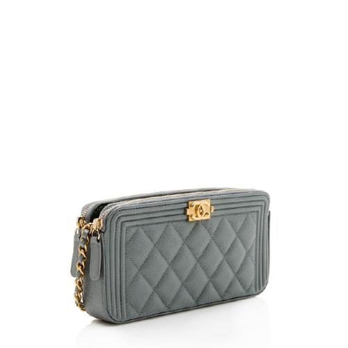 Chanel Grained Calfskin Boy Clutch with Chain