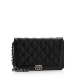 Chanel Caviar Leather Boy Wallet on Chain