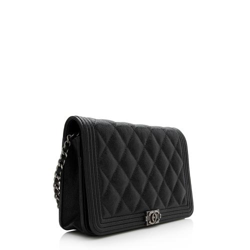 Chanel Caviar Leather Boy Wallet on Chain