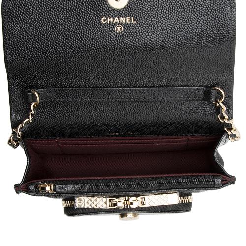 Chanel Caviar Leather Business Affinity Flap Clutch with Chain