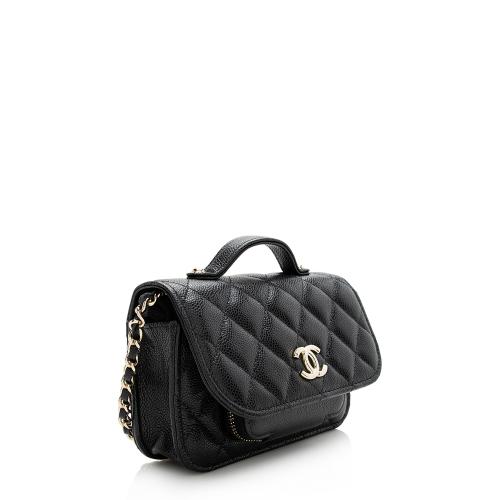 Chanel Caviar Leather Business Affinity Flap Clutch with Chain