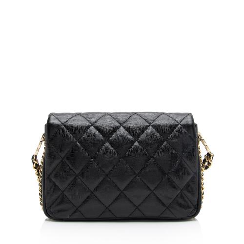 Chanel Caviar Leather CC Double Chain Mini Flap Bag