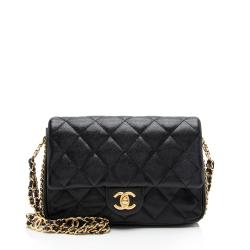 Chanel Caviar Leather CC Double Chain Mini Flap Bag